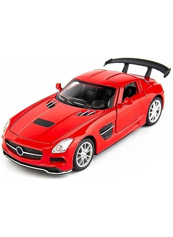 1:32 SLS AMG Model Car, Diecast Zinc Alloy Pull Back Toy Car with Sound and Light for Kids Boy Girl Red