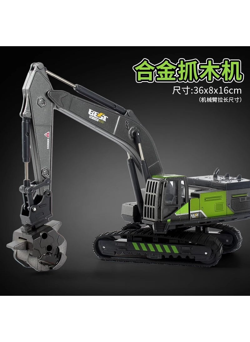 Inertial alloy engineering vehicle series boy excavator mixer truck tanker truck bulldozer toy 3-6 years old Crawler Wood grab machine [grab head alloy/sliding power/base 360-degree rotation]]