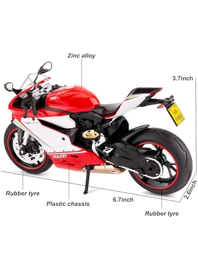 1:12 Compatible for Ducati 1199 Motorcycle Toy Car, Model Car, Collection and Decoration Gift Toy for Kids Boys Girls (Red)