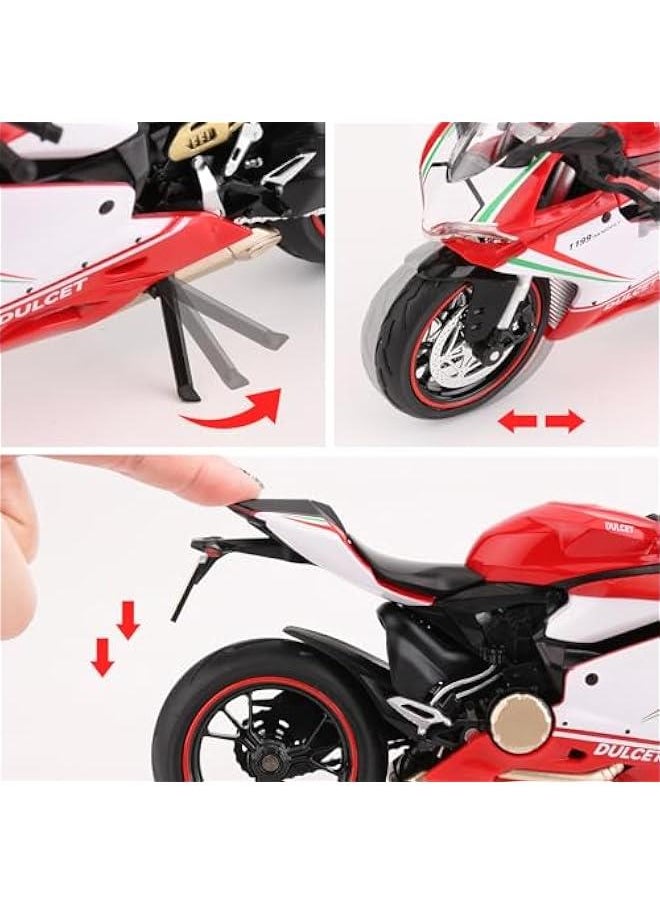 1:12 Compatible for Ducati 1199 Motorcycle Toy Car, Model Car, Collection and Decoration Gift Toy for Kids Boys Girls (Red)