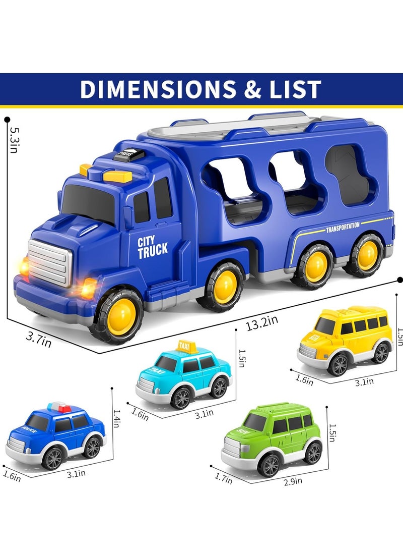 Toddler Trucks Toys for Boys Age 3-5, 5 in 1 City Car Truck for Toddlers Boys Girls 3 4 5 6 Years Old, Toddler Boy Toys Birthday Gift Car Sets with Light Sound