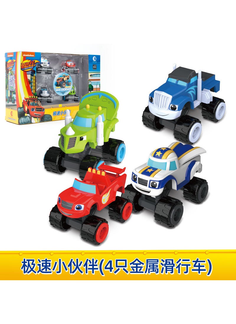 Authentic Tornado Racer Toy Car Alloy Transformable Model 080131 [4 Pack] Alloy Speed Partner