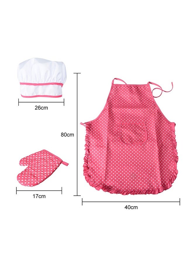 11-Piece Polka Dot Kids Kitchen Cooking Play With Apron And Chef Hat Set 40x38x2cm