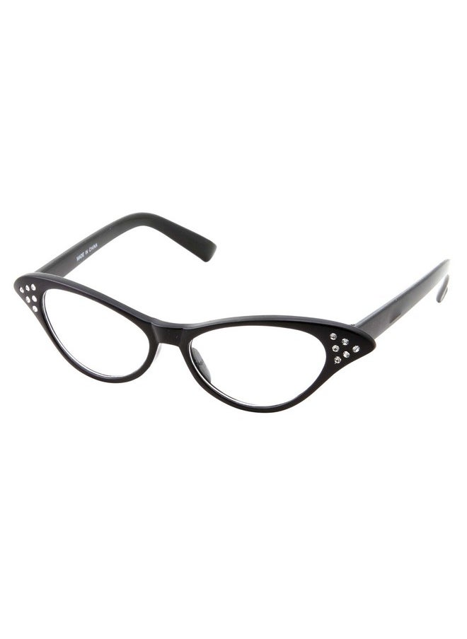 50's Kids Nerd Cat Eye Glasses Girls Costume Children's (Age 3-12) (Black)