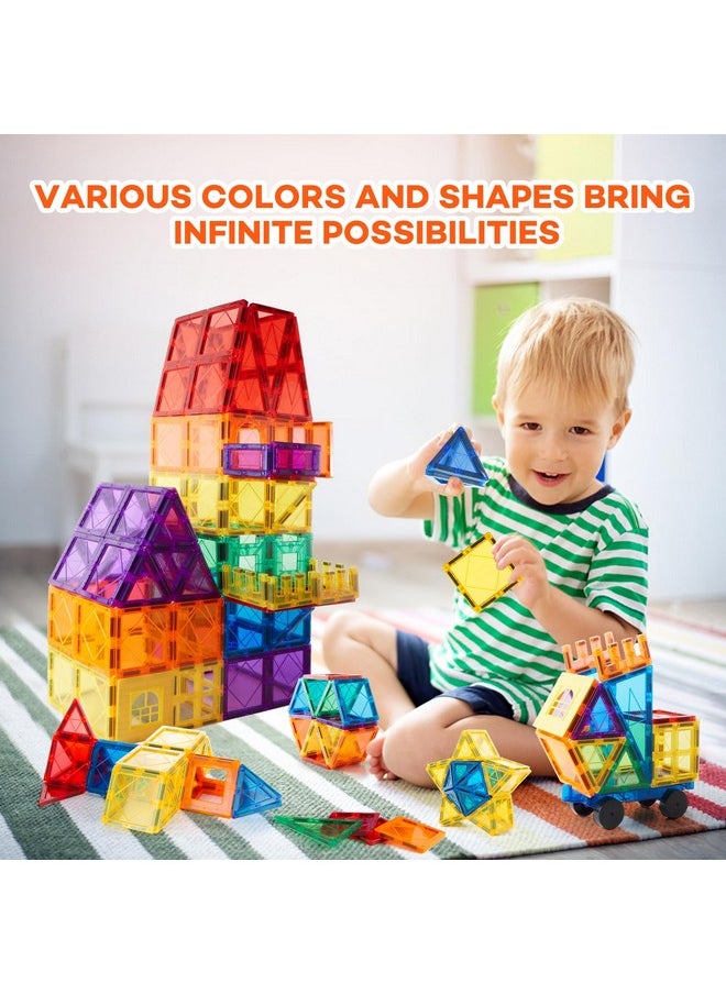 Children Hub 100pcs Magnetic Tiles Set - Educational 3D Magnet Building Blocks - Building Construction Toys for Kids - Upgraded Version with Strong Magnets - Creativity, Imagination, Inspiration