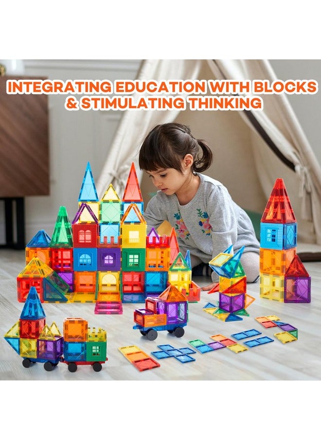 Children Hub 100pcs Magnetic Tiles Set - Educational 3D Magnet Building Blocks - Building Construction Toys for Kids - Upgraded Version with Strong Magnets - Creativity, Imagination, Inspiration