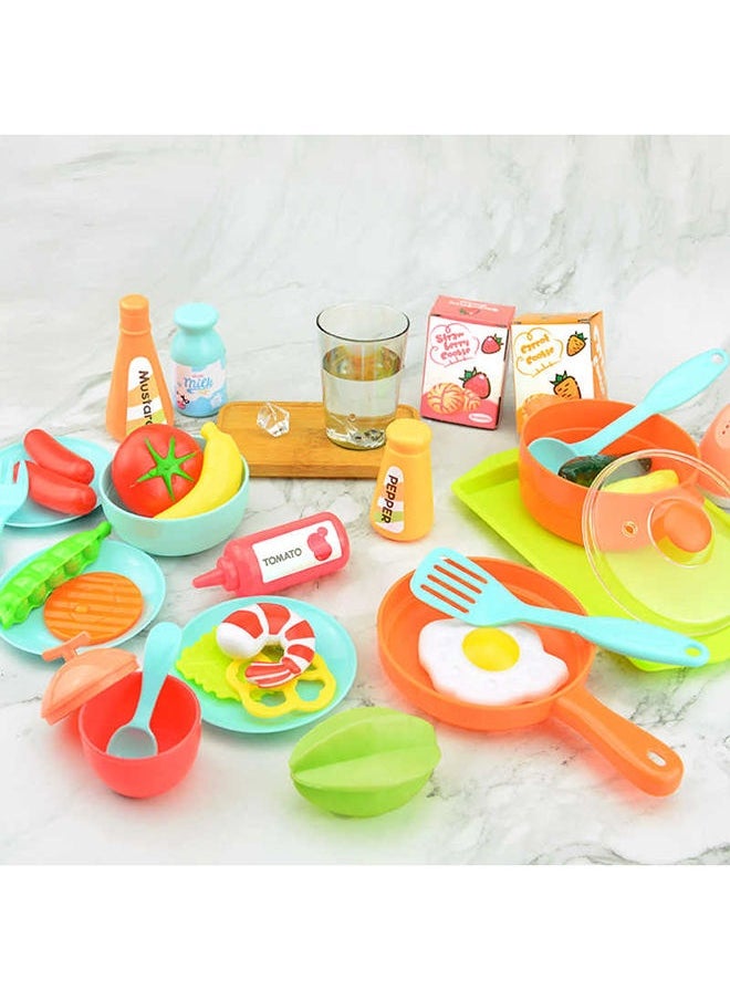 36-Piece Fashion Pretend Beautiful Kitchen Play Set Toy With Light And Sound For Little Chef 63x45.5x22cm