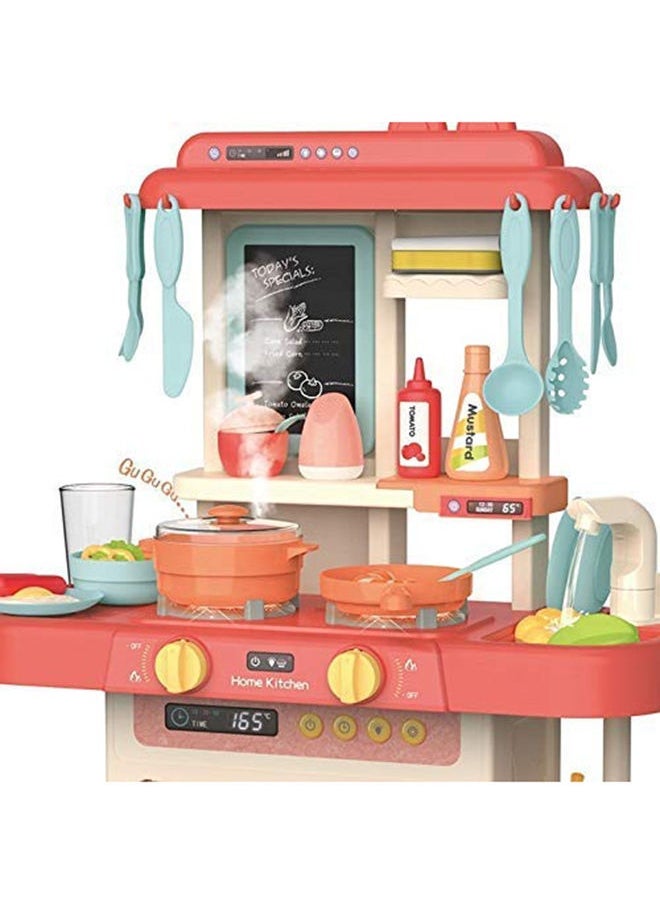 36-Piece Fashion Pretend Beautiful Kitchen Play Set Toy With Light And Sound For Little Chef 63x45.5x22cm