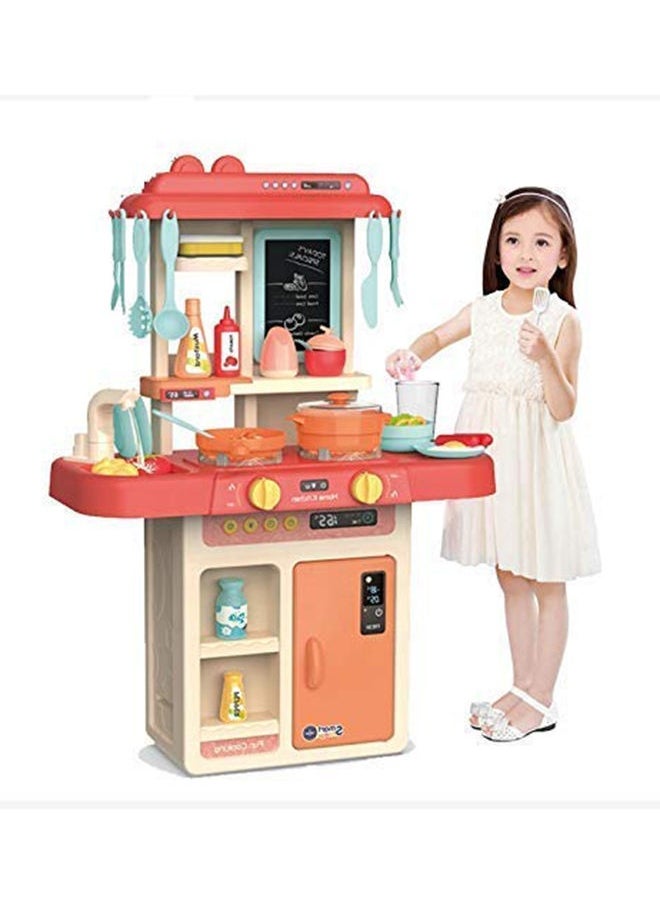 36-Piece Fashion Pretend Beautiful Kitchen Play Set Toy With Light And Sound For Little Chef 63x45.5x22cm