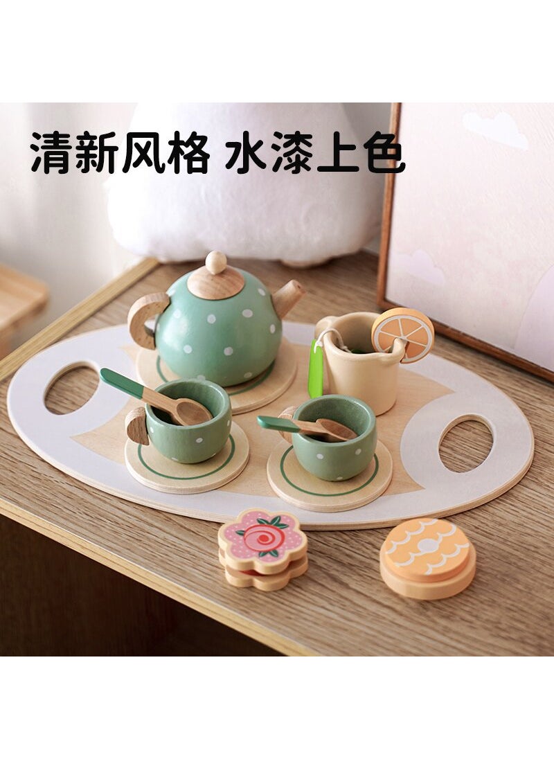 Wooden Royal Tea Set Kids Role-play Toy cpc afternoon tea set 0.5kg