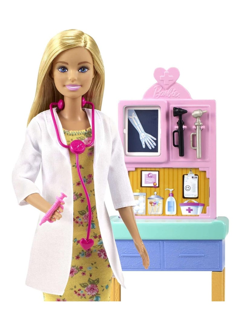 Pediatrician Playset, Blonde Doll (12-in/30.40-cm), Ages 3 Years Old & Up