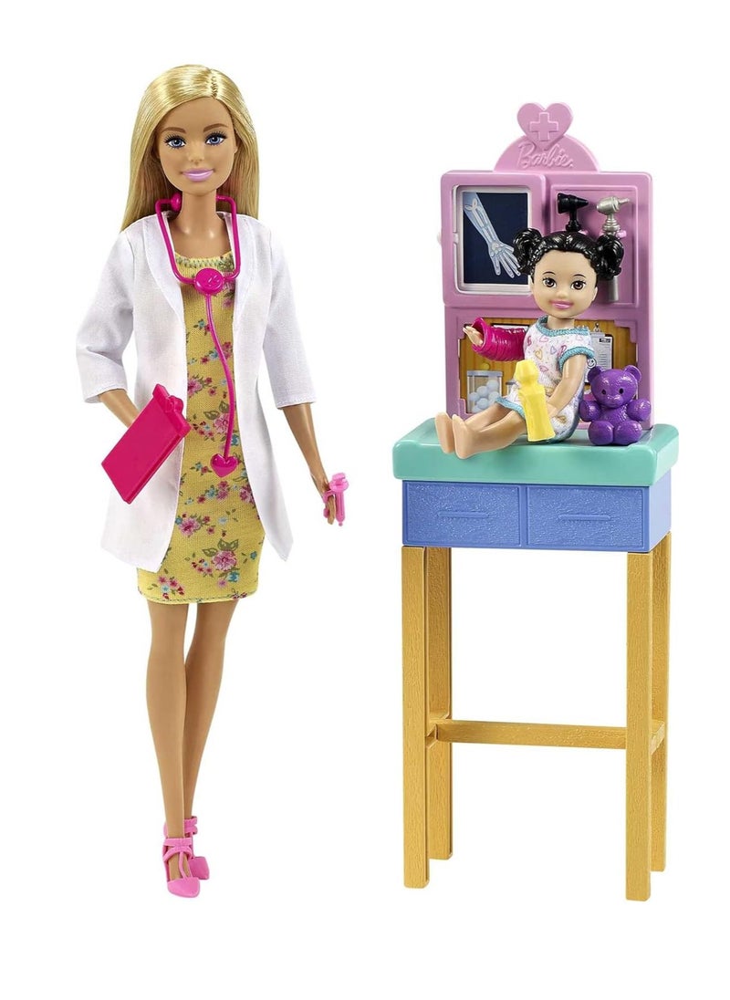 Pediatrician Playset, Blonde Doll (12-in/30.40-cm), Ages 3 Years Old & Up