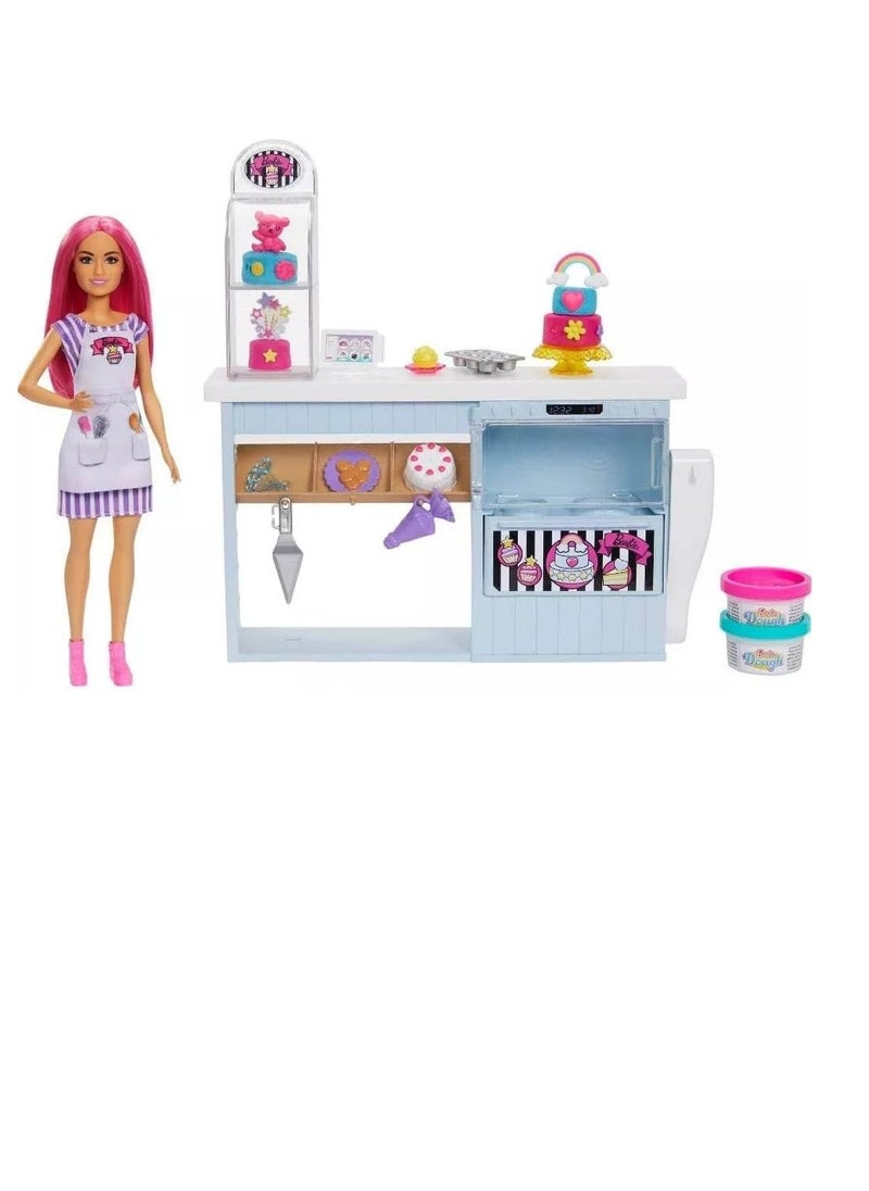 Bakery Playset With 12 In Petite Doll, Pink Hair, Bakery Station, Cake Making Feature & 20+ Realistic Play Pieces, 3 & Up