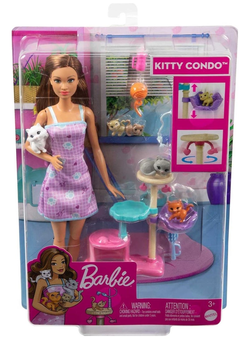 Kitty Condo Doll and Pets with Accessories, Toy for 3 Year Olds & Up