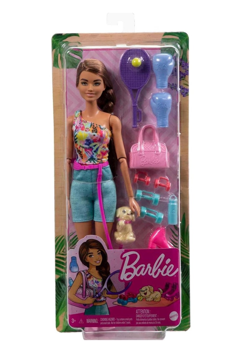 Doll with Puppy, Workout Outfit, Roller Skates and Tennis