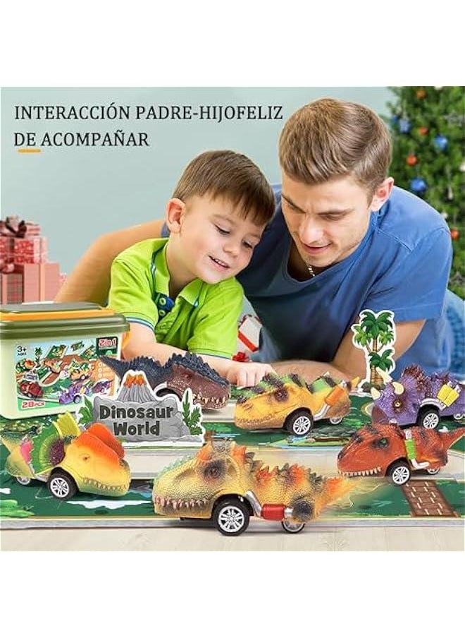 Dinosaur Races, 24 Pcs Puzzle Track Dinosaur Racing Car, Exercises Thinking and Practical Skills, Dinosaur Toys are suitable for children from 3 to 12 years old