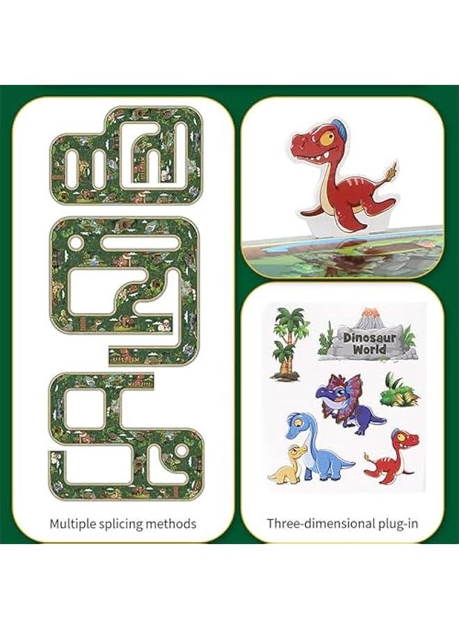 Dinosaur Races, 24 Pcs Puzzle Track Dinosaur Racing Car, Exercises Thinking and Practical Skills, Dinosaur Toys are suitable for children from 3 to 12 years old