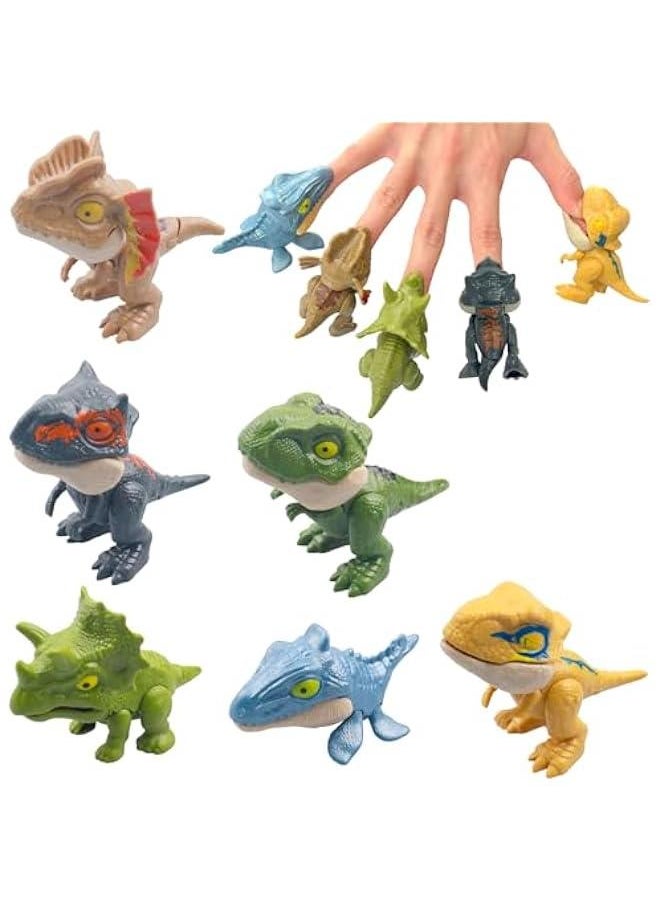 Finger Biting Dinosaur Toy Dinosaur Finger Puppets Dinosaur Biting Finger Dino Dinosaur Cake Topper Decorations 6PCS Novelty Dinosaur Toy with Movable Mouths for Kids Educational