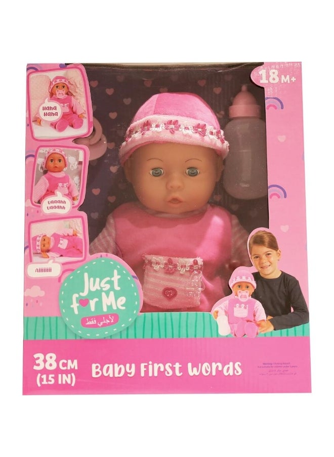 Just For Me Baby First Words Doll (38 cm, Pink)