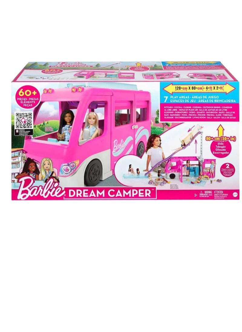 Camper, Doll Playset with 60 Accessories, 30-Inch Slide, Dream Camper