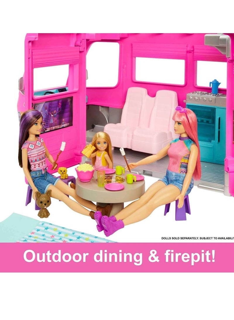 Camper, Doll Playset with 60 Accessories, 30-Inch Slide, Dream Camper