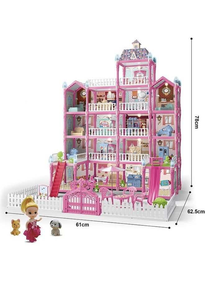 Dollhouse for Girls Pretend Toys-5 Story 19 Rooms Dollhouse,Toddler Playhouse DIY Building Kids Gift for for 3-10 Year Old Girls.