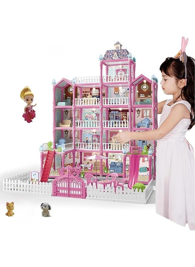 Dollhouse for Girls Pretend Toys-5 Story 19 Rooms Dollhouse,Toddler Playhouse DIY Building Kids Gift for for 3-10 Year Old Girls.