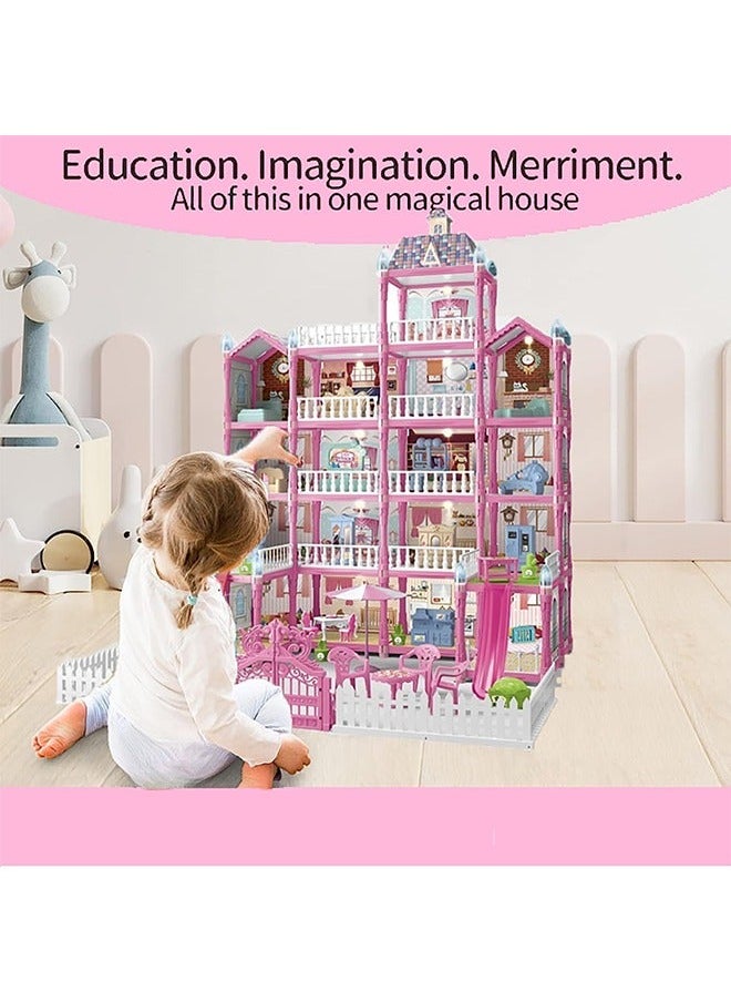 Dollhouse for Girls Pretend Toys-5 Story 19 Rooms Dollhouse,Toddler Playhouse DIY Building Kids Gift for for 3-10 Year Old Girls.