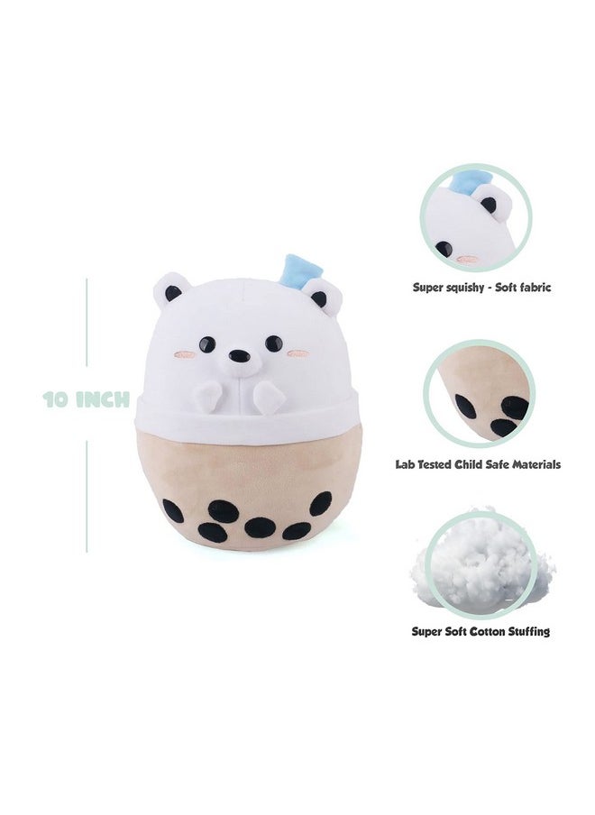 Avocatt Polar Bear Boba Plushie - 10 Inches Ice Bubble Milk Tea Asian Comfort Food Soft Plush Toy Stuffed Animal - Kawaii Cute Japanese Anime Style Gift