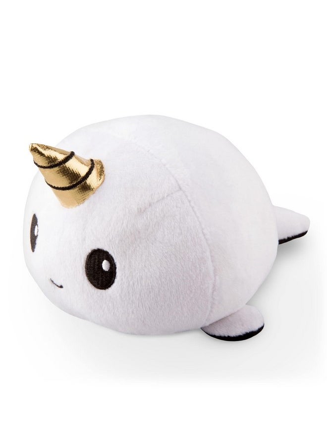 TeeTurtle - The Original Reversible Narwhal Plushie - White + Black - Cute Sensory Fidget Stuffed Animals That Show Your Mood