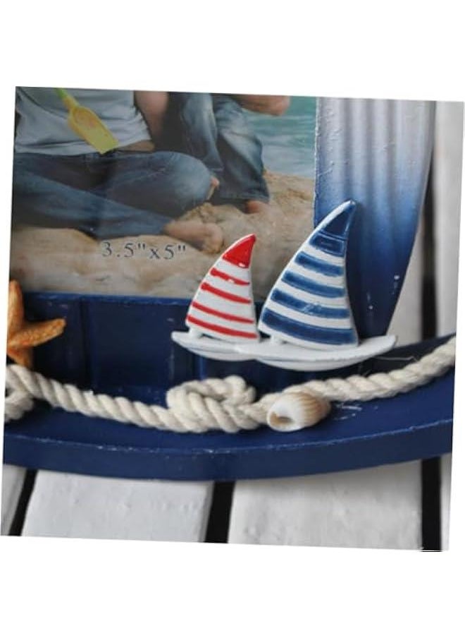 5 Mediterranean Photo Frame Sailboat Decor Mediterranean Style Decor Swinging Picture Frame Kids Decor Mediterranean Swinging Ornaments Child Wooden Photoframe