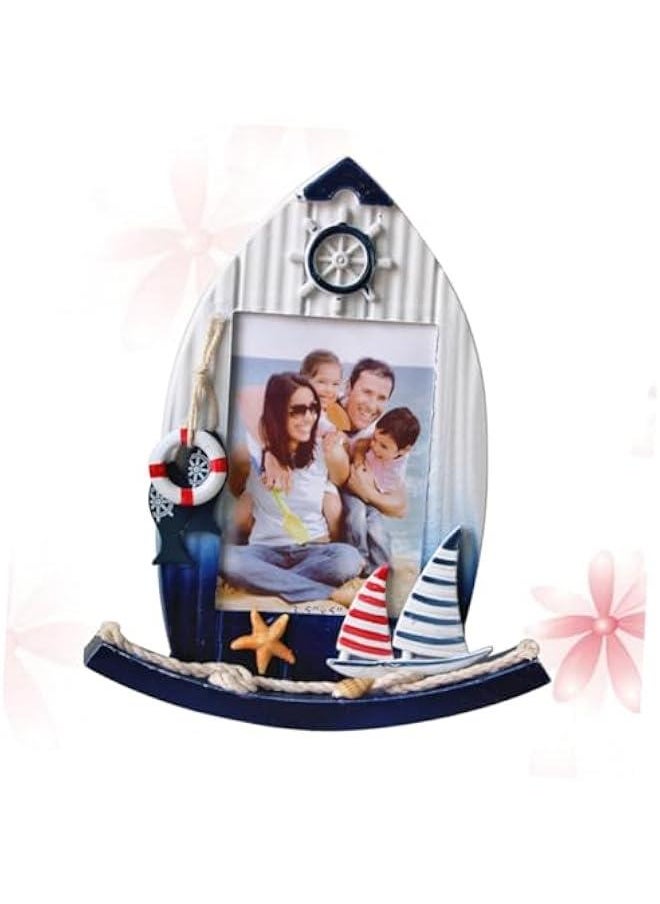 5 Mediterranean Photo Frame Sailboat Decor Mediterranean Style Decor Swinging Picture Frame Kids Decor Mediterranean Swinging Ornaments Child Wooden Photoframe