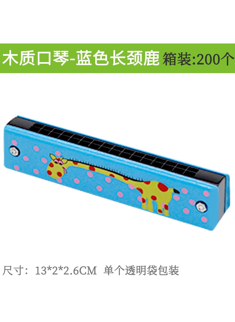 High-Quality Wood Harmonica Educational Toy for Kids Wooden Harmonica [Blue Giraffe]]