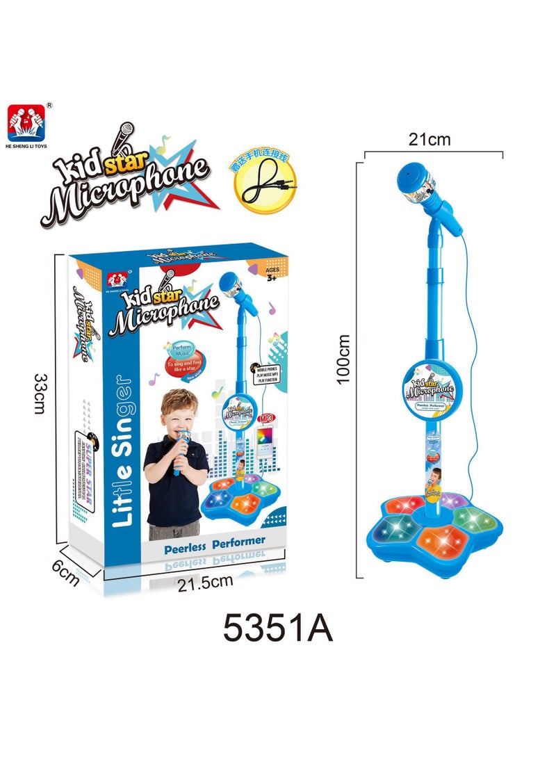 Cross-border new childrens microphone with stand simulation standing karaoke baby singing toys wholesale 5351A Blue