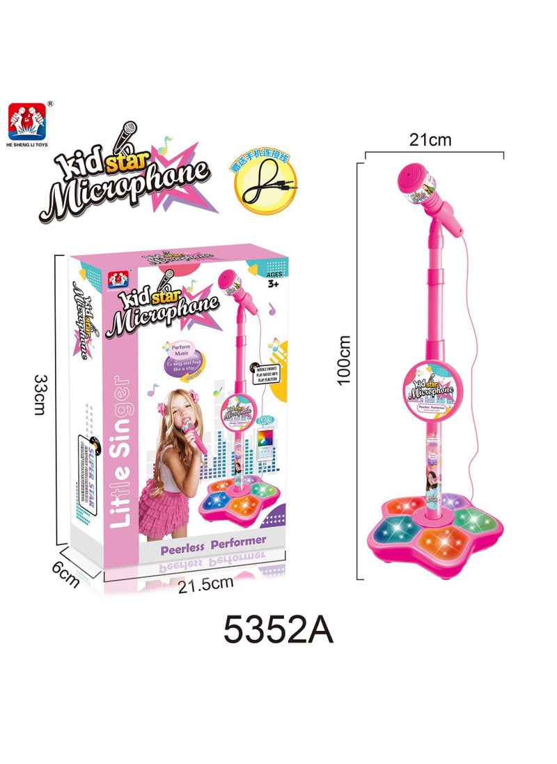 Cross-border new childrens microphone with stand simulation standing karaoke baby singing toys wholesale 5352A Red