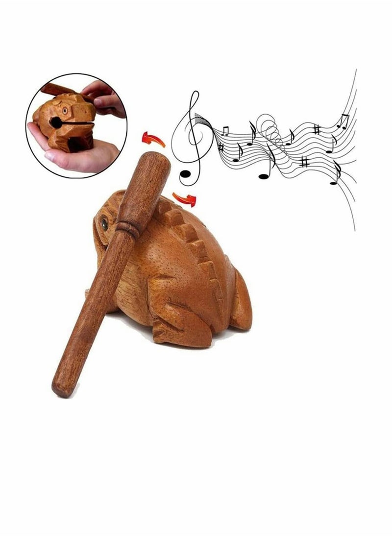 Toy Musical Instrument, Small Frog Sound Maker Feng Shui Lucky Money Frog Style Thailand Traditional Craft Wooden Musical Instrument Percussion Rasp with Stick Musical Toy Decompress Toys