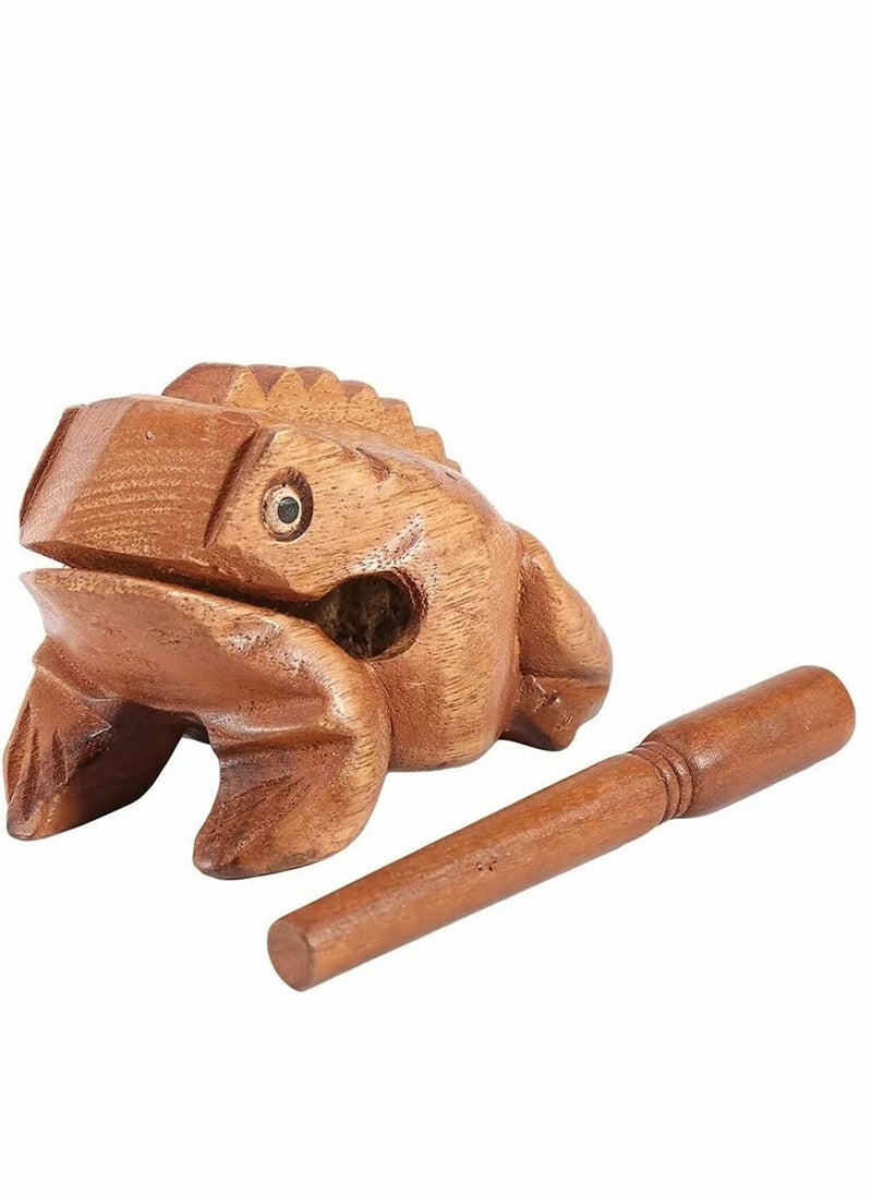 Toy Musical Instrument, Small Frog Sound Maker Feng Shui Lucky Money Frog Style Thailand Traditional Craft Wooden Musical Instrument Percussion Rasp with Stick Musical Toy Decompress Toys