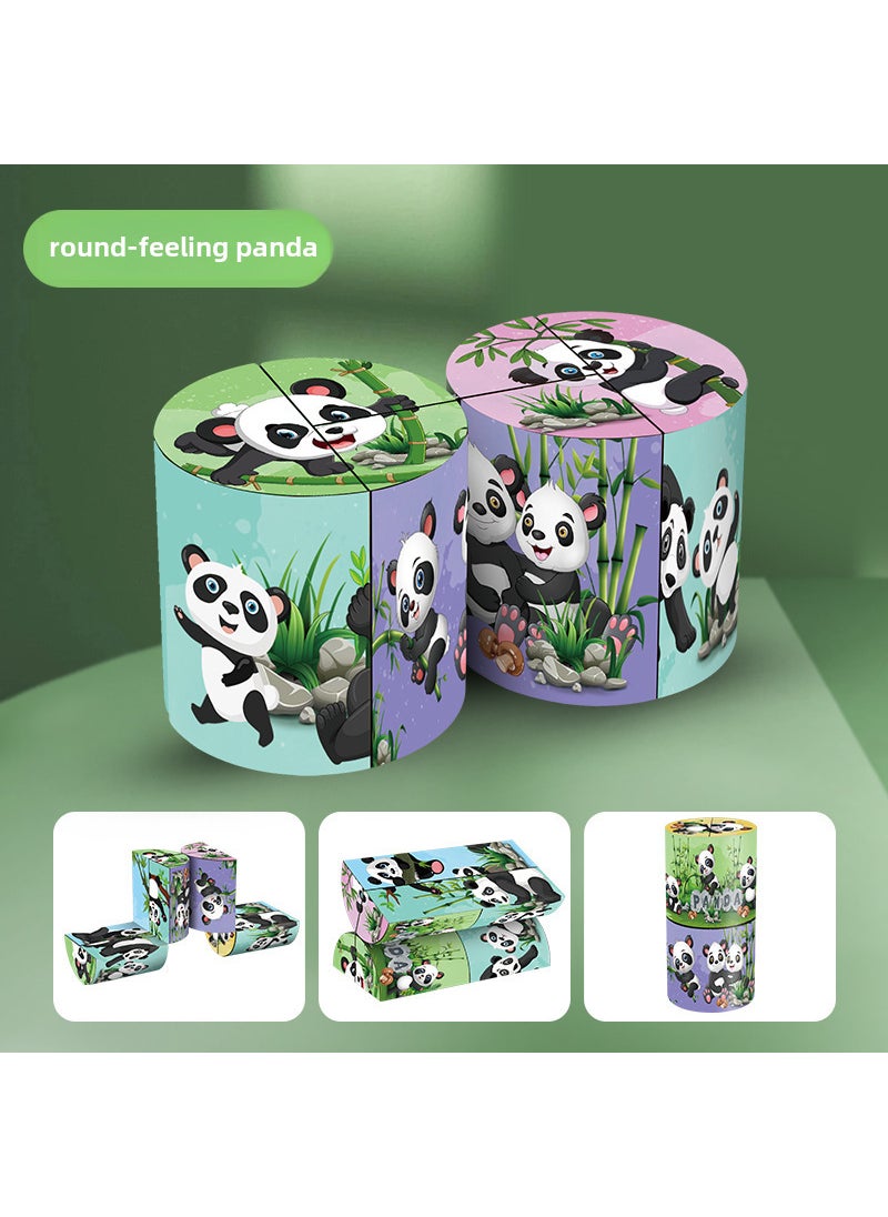 Childrens educational toys gift three-dimensional magic cube decompression artifact 3D unlimited magic cube stall stall wholesale Cylindrical panda [color boxed]]