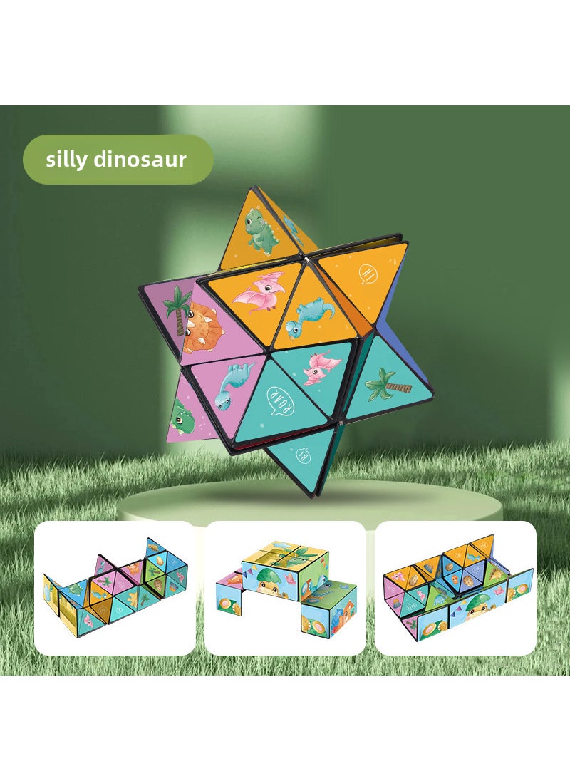 Childrens educational toys gift three-dimensional magic cube decompression artifact 3D unlimited magic cube stall stall wholesale Hanhan dinosaur [color box]]