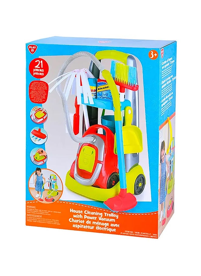 PlayGo My Cleaning Trolley With Electronic Vacuum Cleaner – Pretend Play Household Cleaning Toy