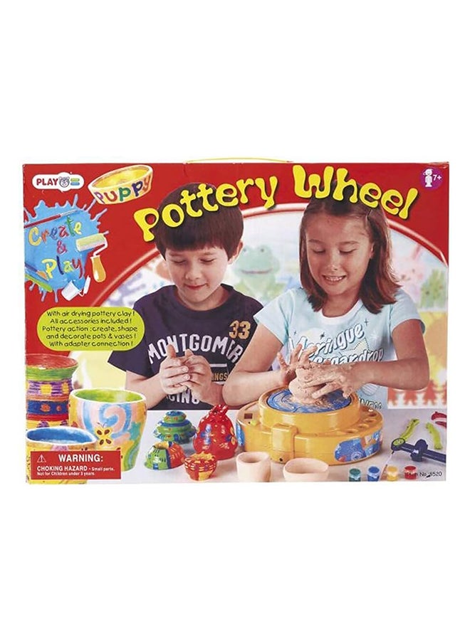 PlayGo Pottery Wheel B/O – Multi-Colour, 9-Piece Pottery Kit for Kids