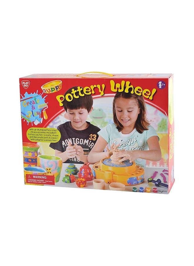 PlayGo Pottery Wheel B/O – Multi-Colour, 9-Piece Pottery Kit for Kids
