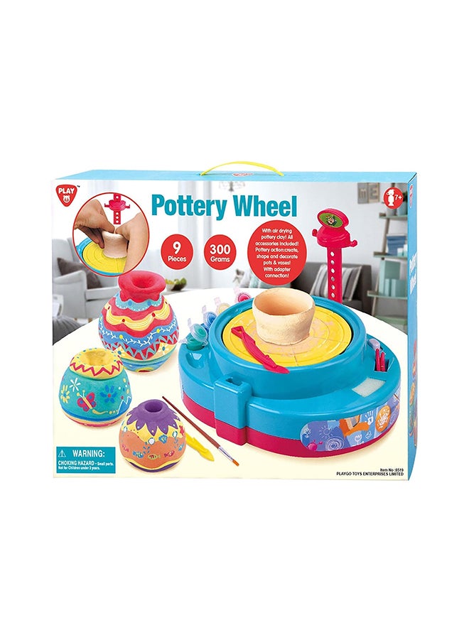PlayGo Pottery Wheel B/O – Multi-Colour, 9-Piece Pottery Kit for Kids