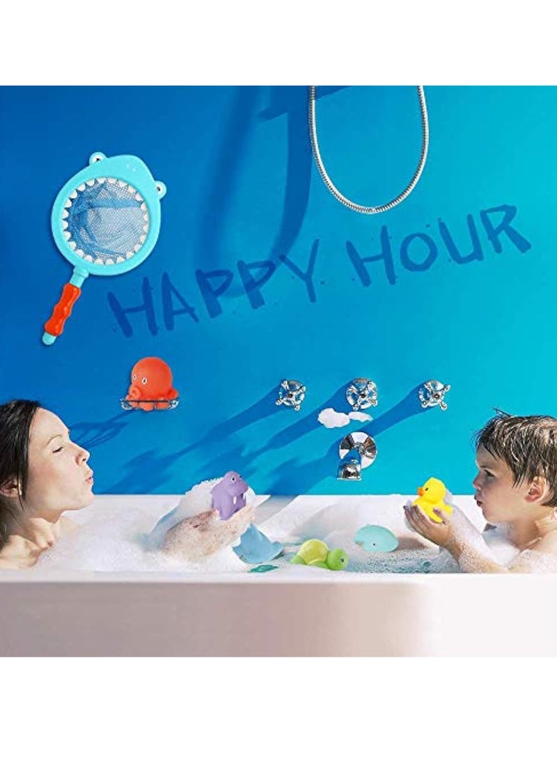 7Pcs Baby Bath Toys, Scoop Net Fish Pool Toys with Spray, Sounds, Color Changing Toddler Bathtub Toys