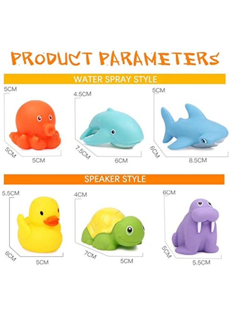 7Pcs Baby Bath Toys, Scoop Net Fish Pool Toys with Spray, Sounds, Color Changing Toddler Bathtub Toys