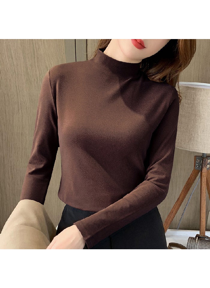 2024 Slim Turtleneck Thermal Knit Top Women Dark gray