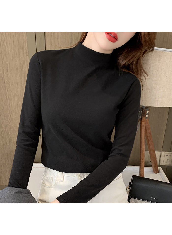 2024 Slim Turtleneck Thermal Knit Top Women Dark gray