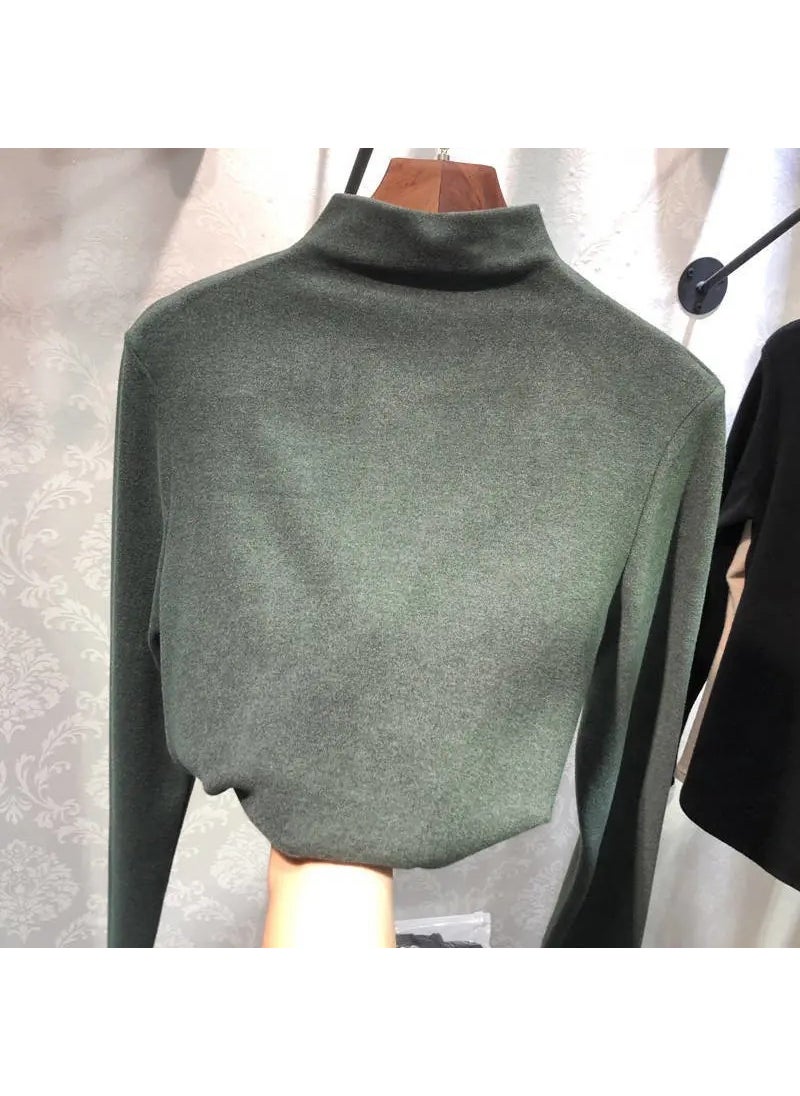 2024 Slim Turtleneck Thermal Knit Top Women Dark gray