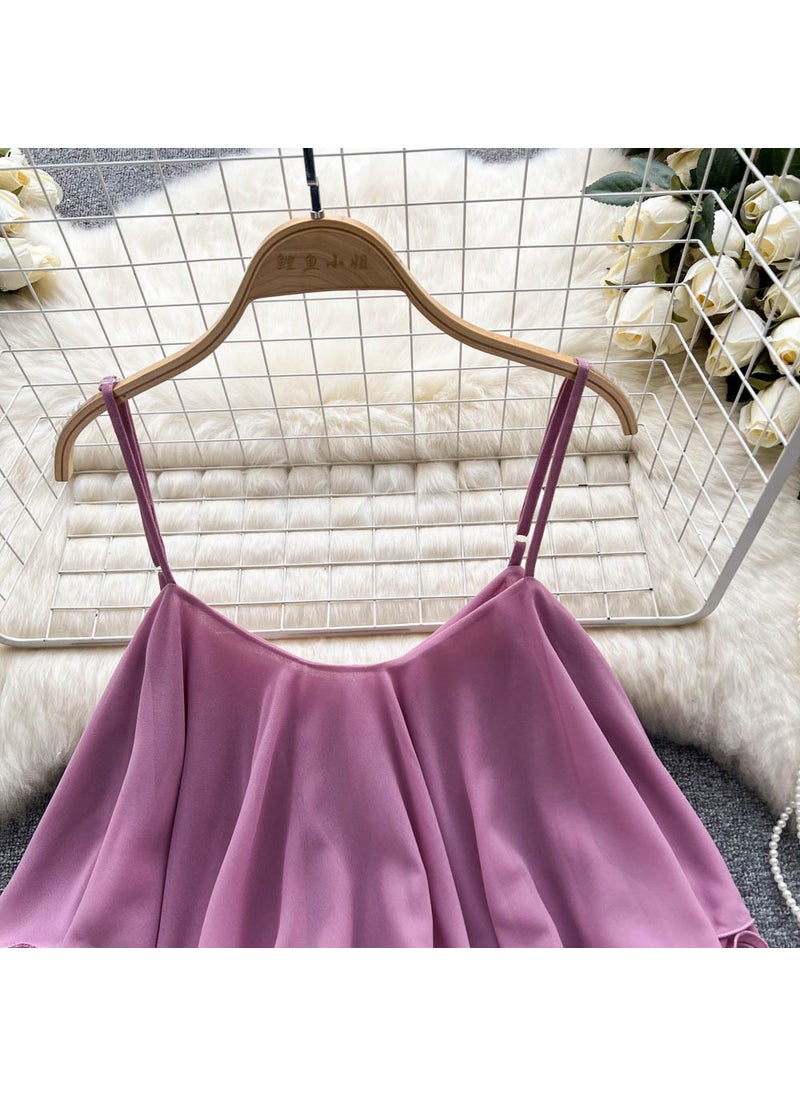 Summer 2022 Ruffle Off-Shoulder Chiffon Blouse Pink