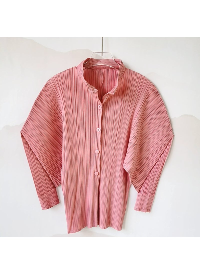 Vintage Pleated High-End Slim Shirt Bean Pink